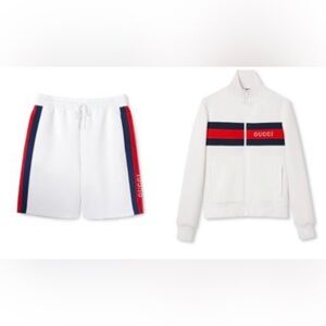 Gucci White Shorts with Red and Blue Stripes